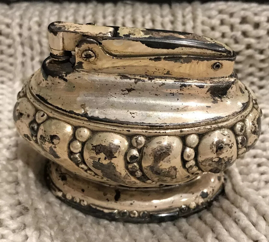 VINTAGE RONSON CROWN TABLE LIGHTER SILVER PLATED
