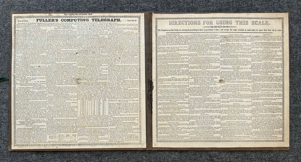 Antique Fuller's Computing Time Telegraph / Palmers Computing Scale @ 1847