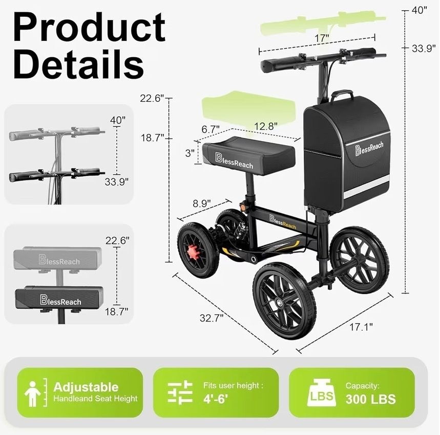 All Terrain Steerable Knee Scooter