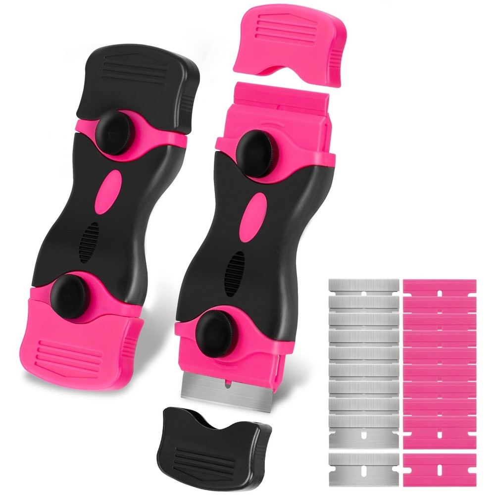THINKWORK Razor Blade Scraper - Pink 2PCS, Pink-2pack+20pcs