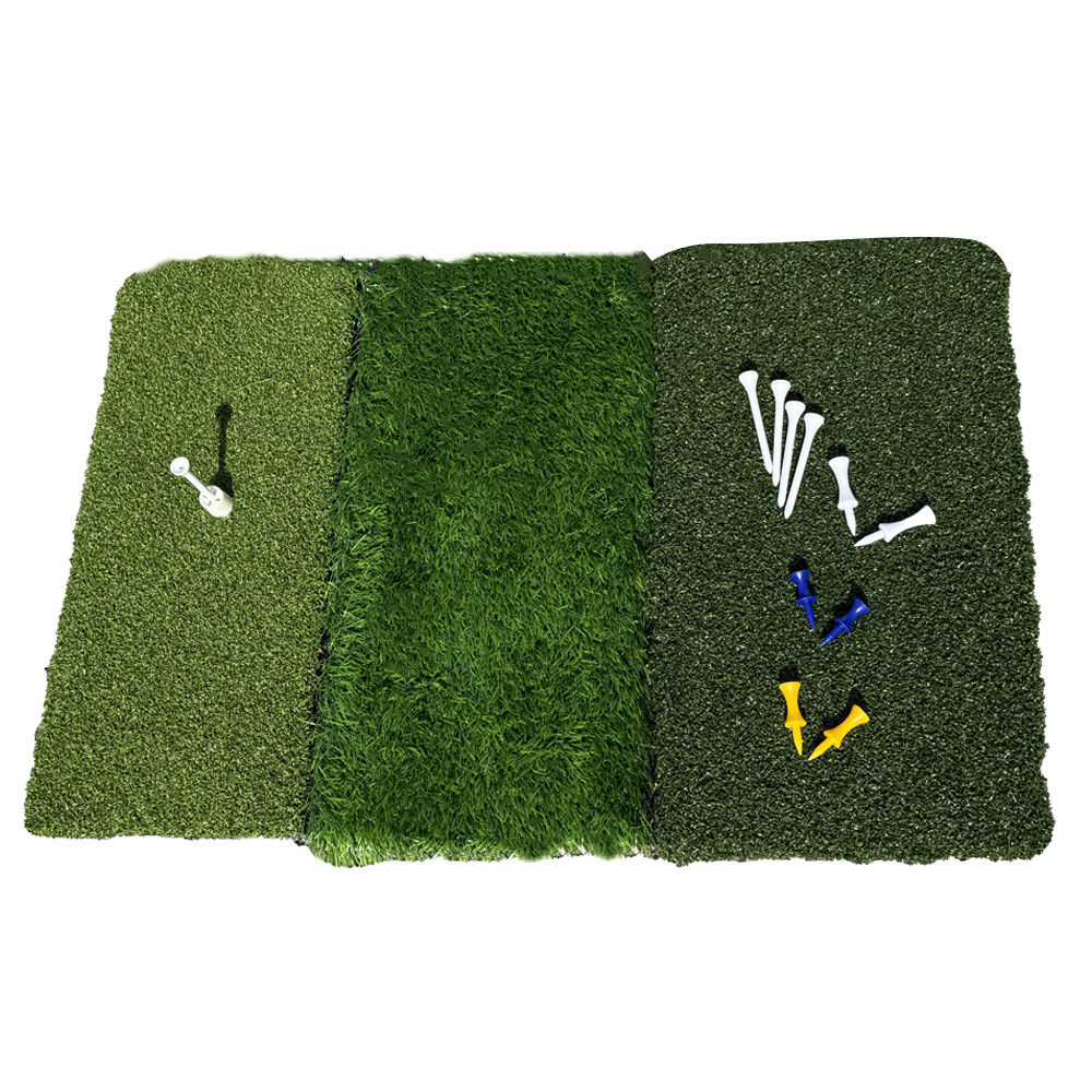 3-in-1 Golf Hitting Mat 24”x16” Tri-Turf Practice Turf Mat for Indoor & Outdoor