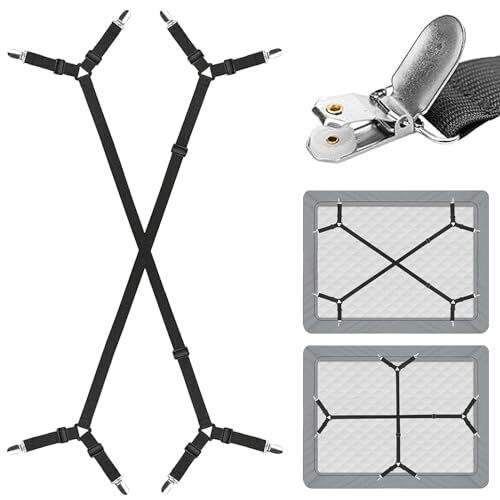 2 Pcs Elastic Adjustable Bed Sheet Holder Fitted Bed Sheet Straps for Corners