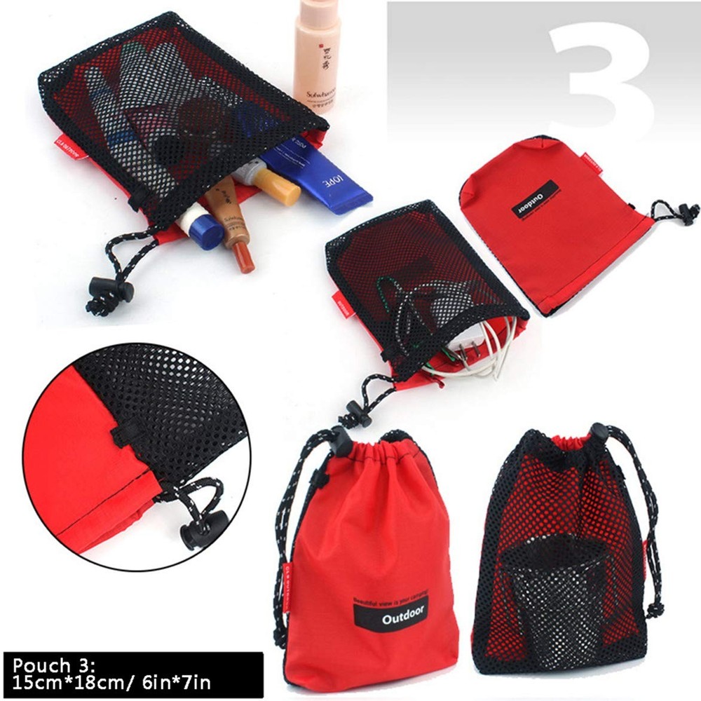 Drawstring Bags/Pouch/Ditty/Mesh-Stuff-Sack for different sizes, Red