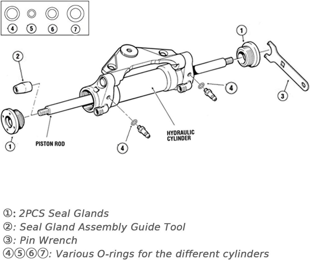 HS5157 Front Mount Hydraulic Steering Cylinder Seal Kit & Support Bracket Puller