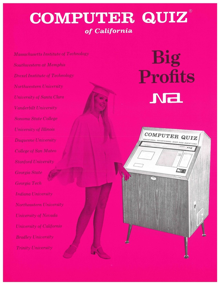 Computer Quiz Nutting Assoc. Arcade Flyer Brochure - Excellent