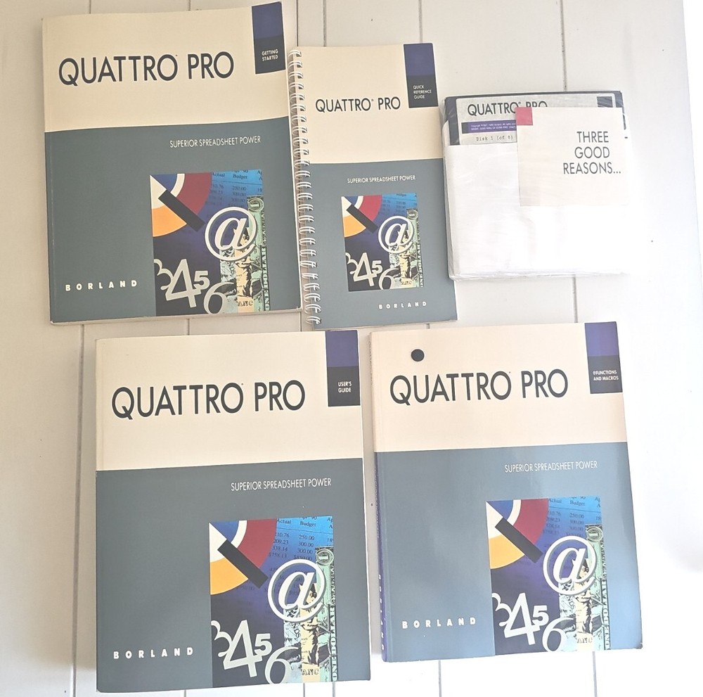 Quattro Spreadsheet User's Guide Etc. 1987 8 Disc's 4 Rare Vtg Computer Software