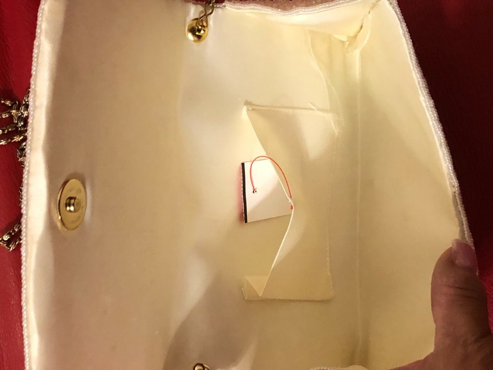 Vintage White & Gold Beaded Clutch