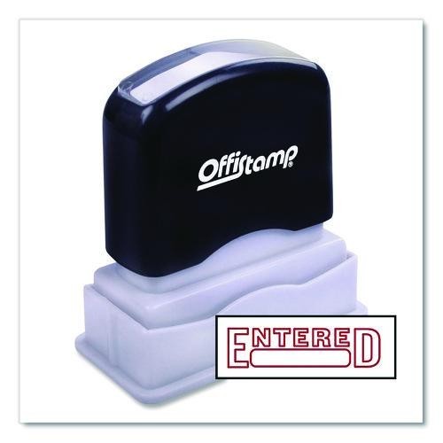 Offistamp Pre-Inked Message Stamp with Blank Date Box, ENTERED, Red Ink