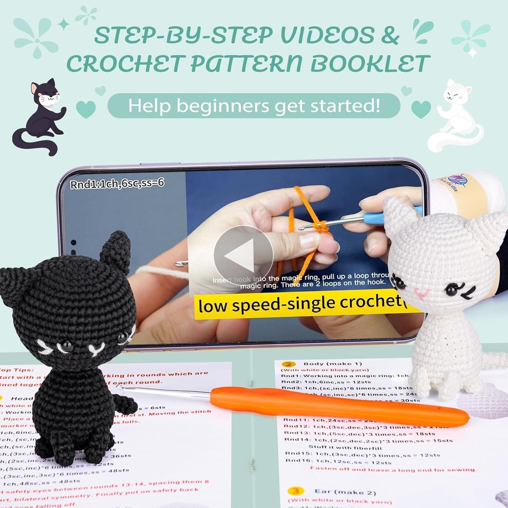 Crochet Kit for Beginners, Crochet Starter Kit with Step-by-Step Video Tutorials
