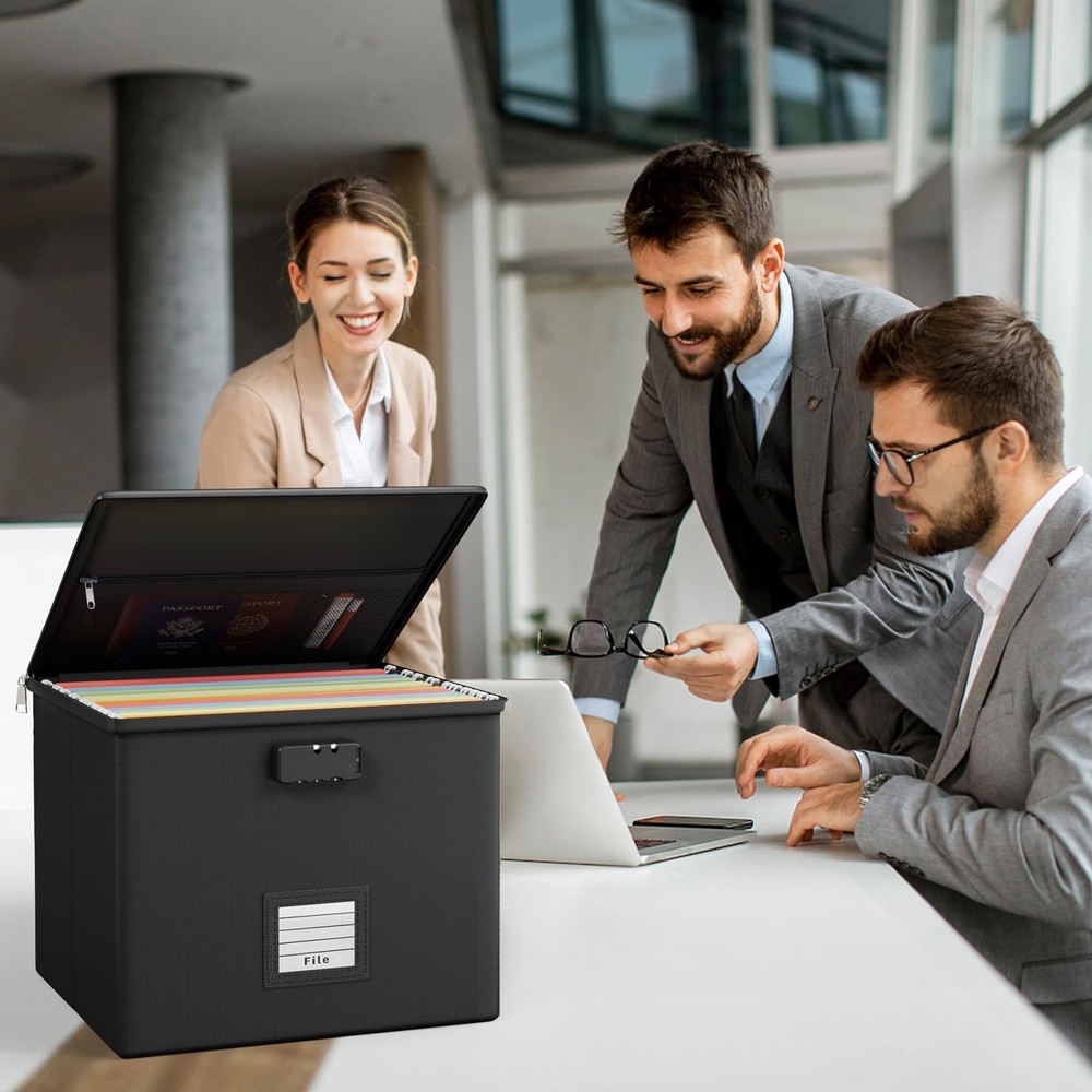 Fireproof File Box for Documents - Portable Fire Resistant Document Organizer