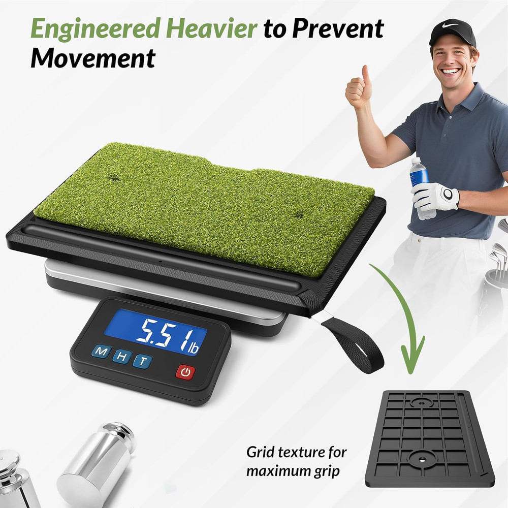 2-In-1 Golf Hitting Mat with Replaceable Turf, Ball Tray and Durable Rubber Base