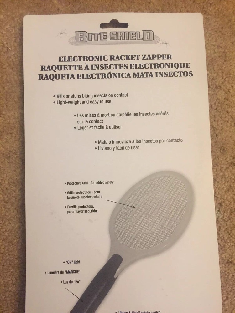 Bite Shield Electronic Bug Racket Zapper Kills Insects Mosquitoes Flies (2XAA)
