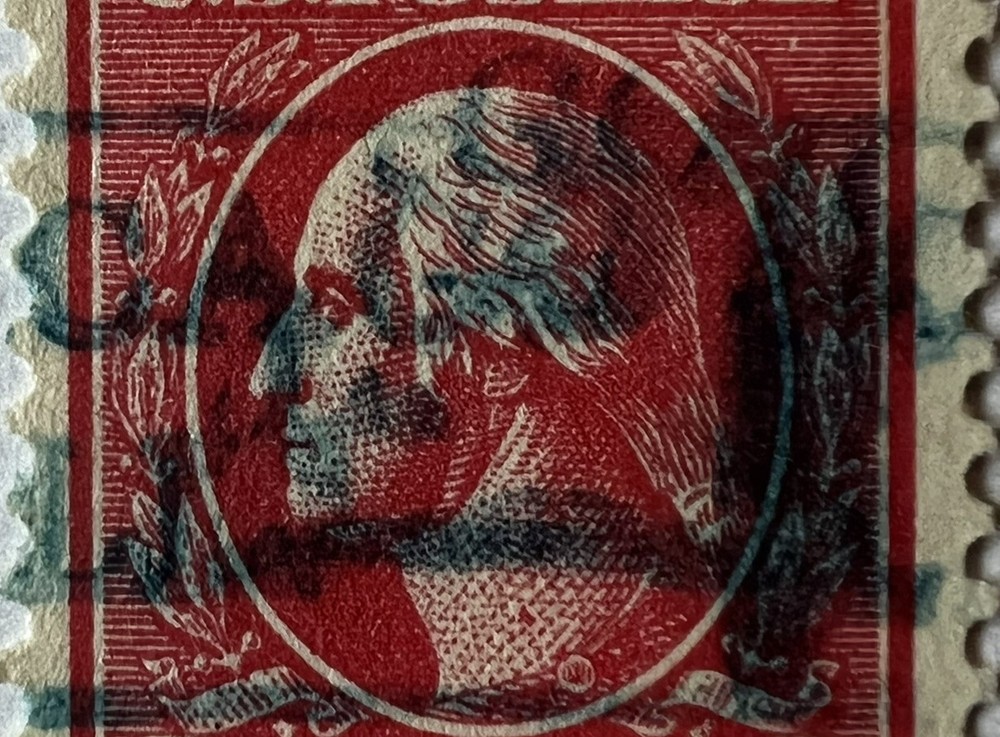 ERROR U.S. 2C WASHINGTON STAMP WITH INTERESTING PRECANCEL ERROR