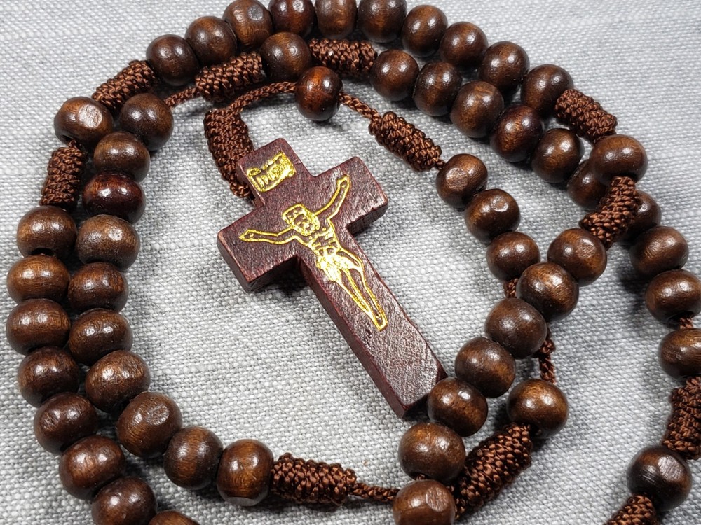 Beautiful Rosary Wood Beads Religious Christian Gift C15