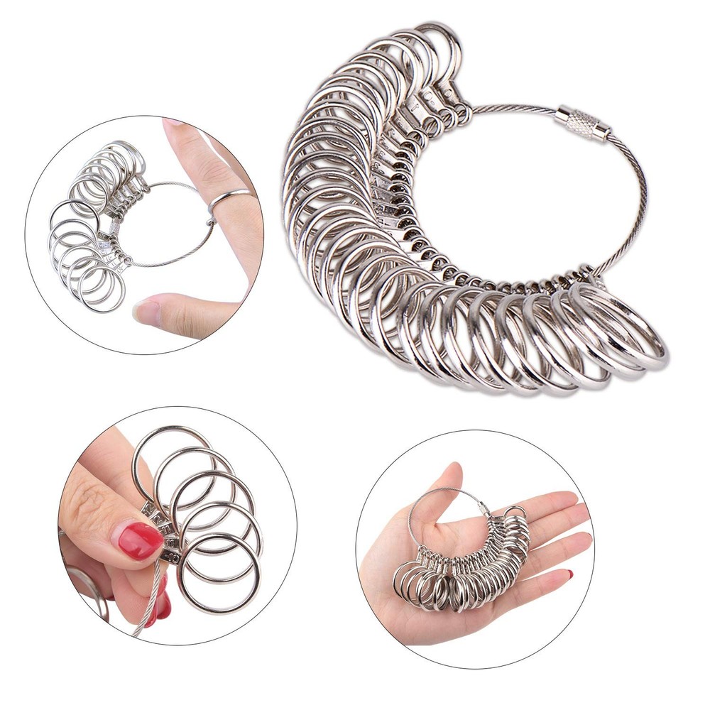 KUUQA Metal Ring Mandrel Sizer, Sizer Gauge Set, Rubber 6 Pcs