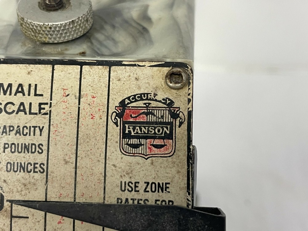 1952 Hanson Model 1546 2 Pound Marbleized Plastic Vintage Mail Scale
