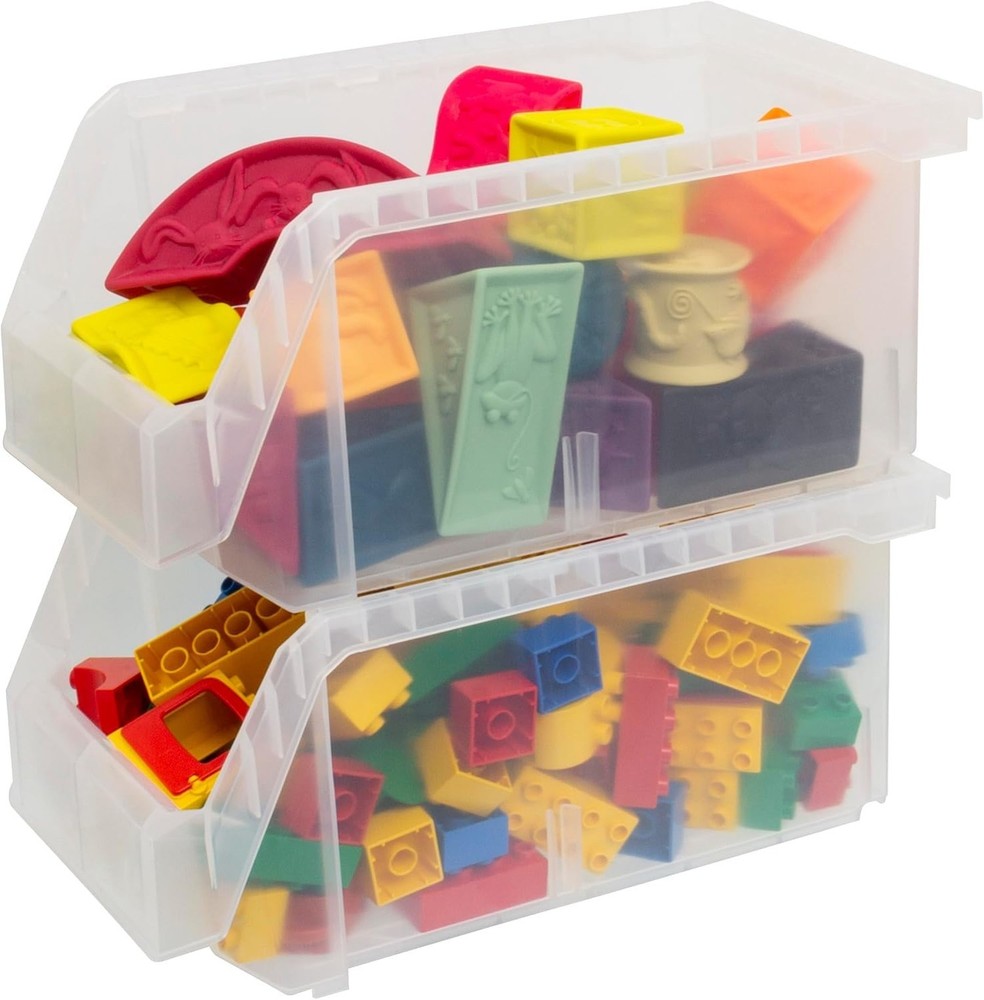 ReadySpace Large Plastic Storage Bins, Stackable Organizer Containers for Clo...