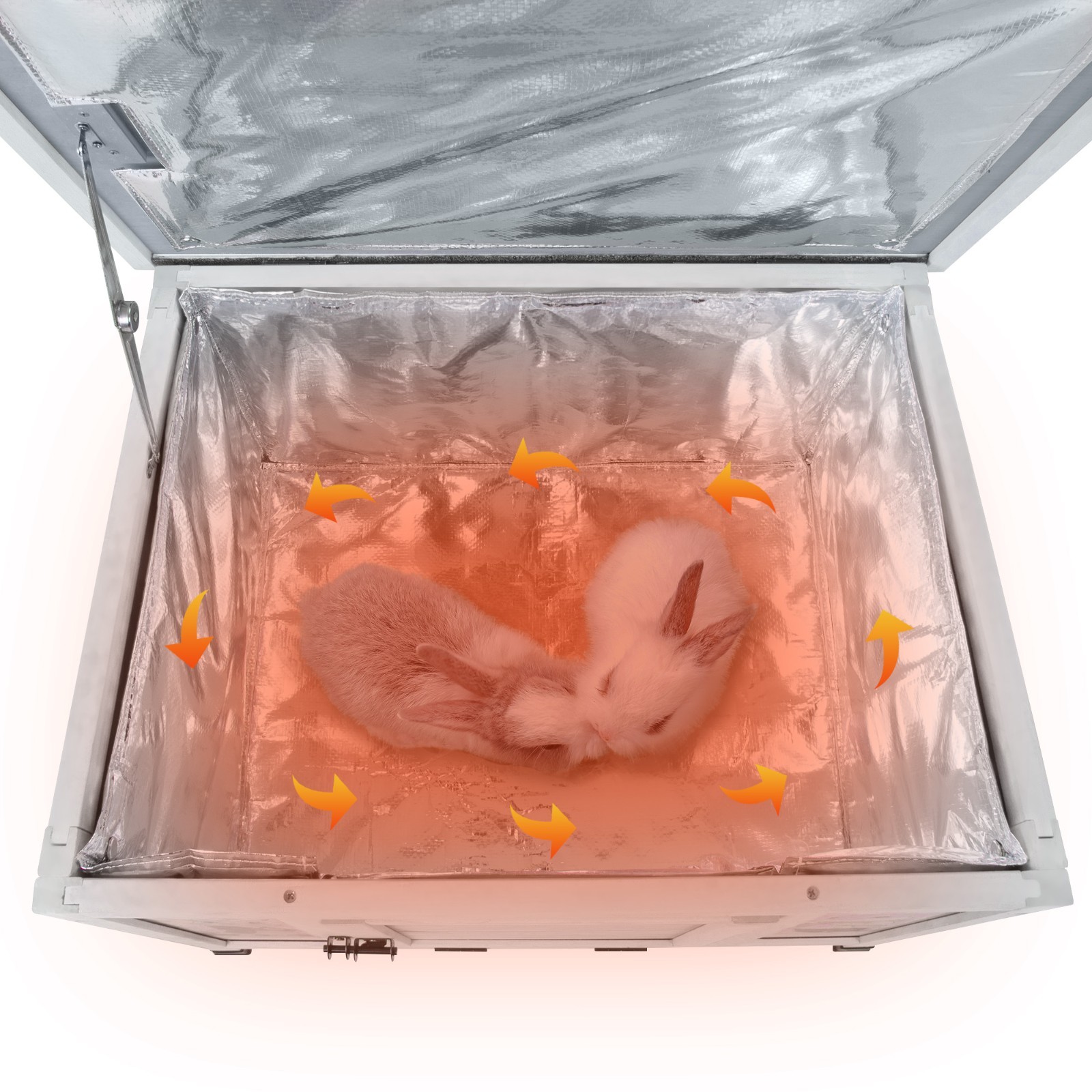 Heated Cat House Outdoor Indoor - 24in Insulated Rabbit Cage w/ Warm Liner