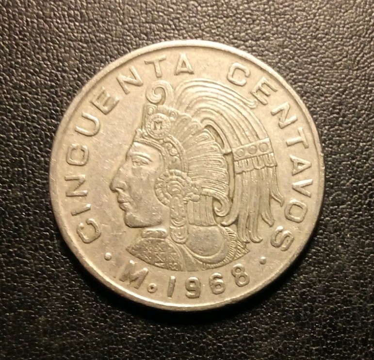 1968 Mexico 50 Centavos Coin