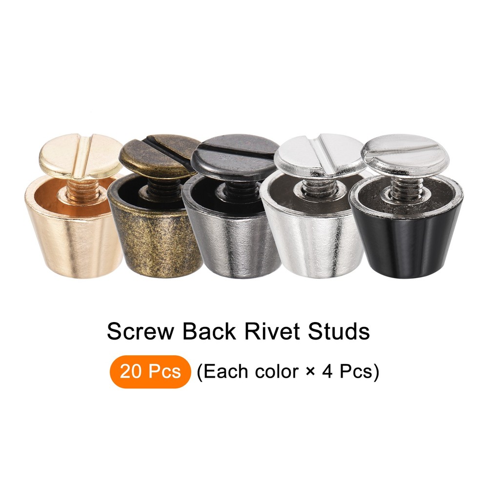 Screw Back Stud Spike (10x7mm) 20pcs, Flat Head Stud Rivets