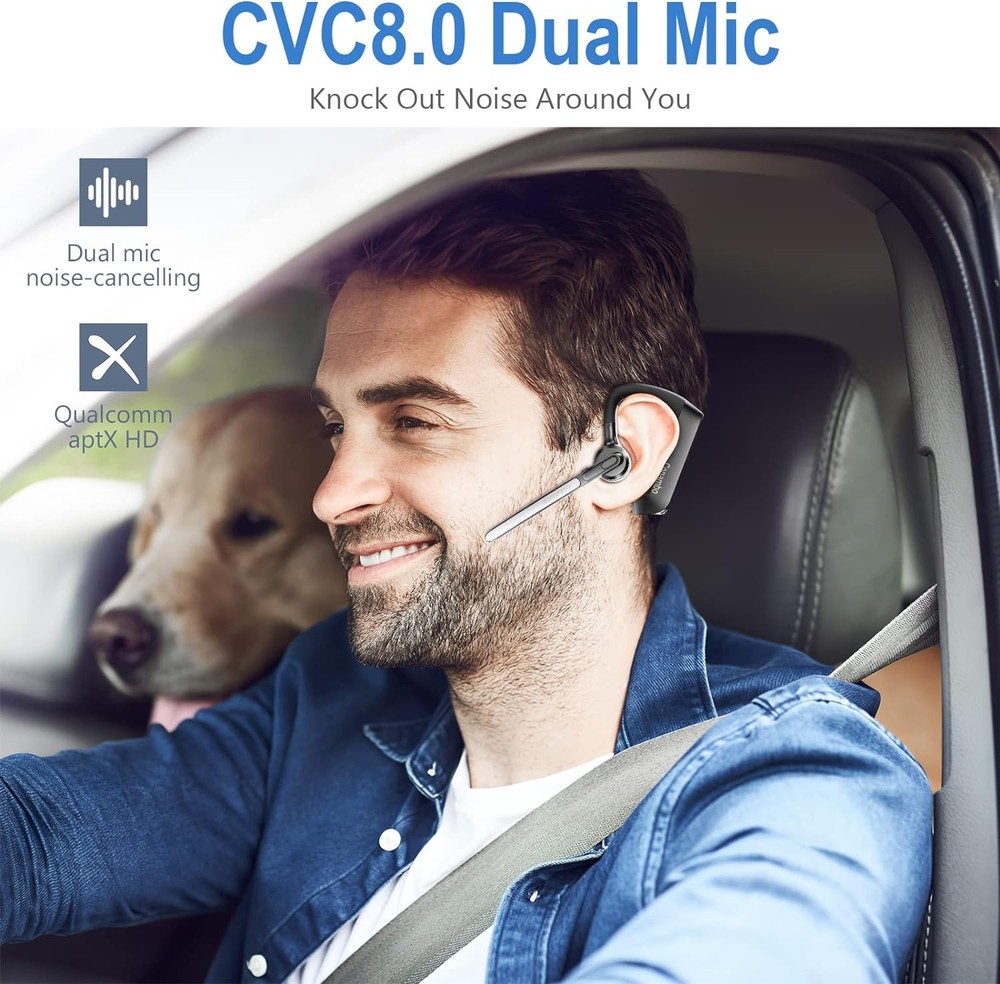 Conambo Bluetooth Headset 5.2 with CVC8.0 Dual Mic Noise Cancelling Bluetooth...