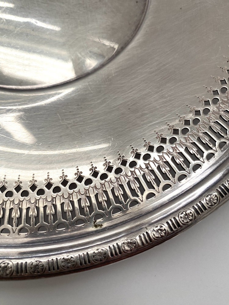 VTG Silver Plate Tray Weidlich Bros Pierced Edge