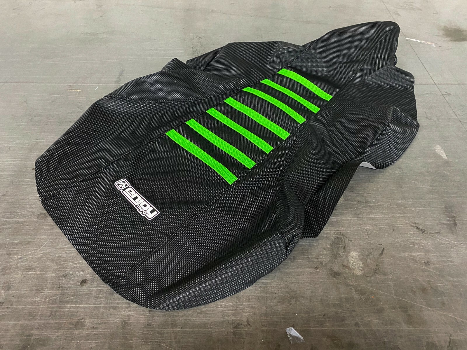 2003 - 2006 Kawasaki KFX 400 Seat cover ALL BLACK / GREEN RIBS Enjoy Mfg #207