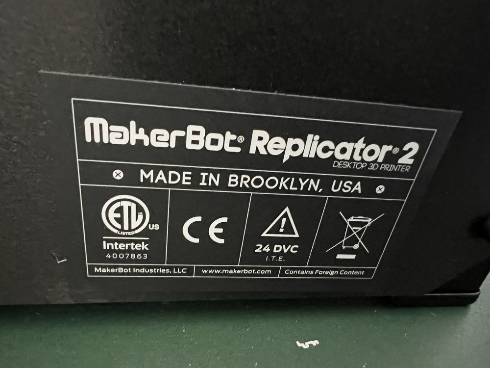 Makerbot Replicator 2 3D Printer W/ AC Adapter