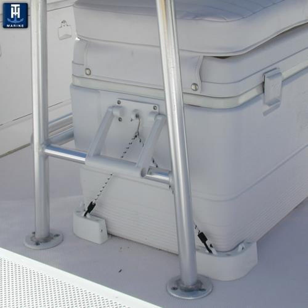 Plastic 4 Bracket 2 Bungee Strap Beverage Cooler Tie Down Kit for Most Coolers