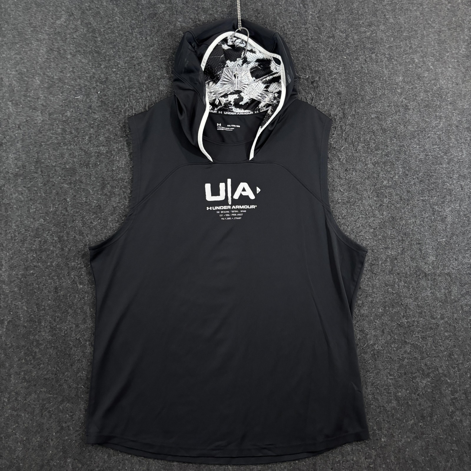 Under Armour Football Hoodie Men's XXL Black Sleeveless Fitted Training 1362024