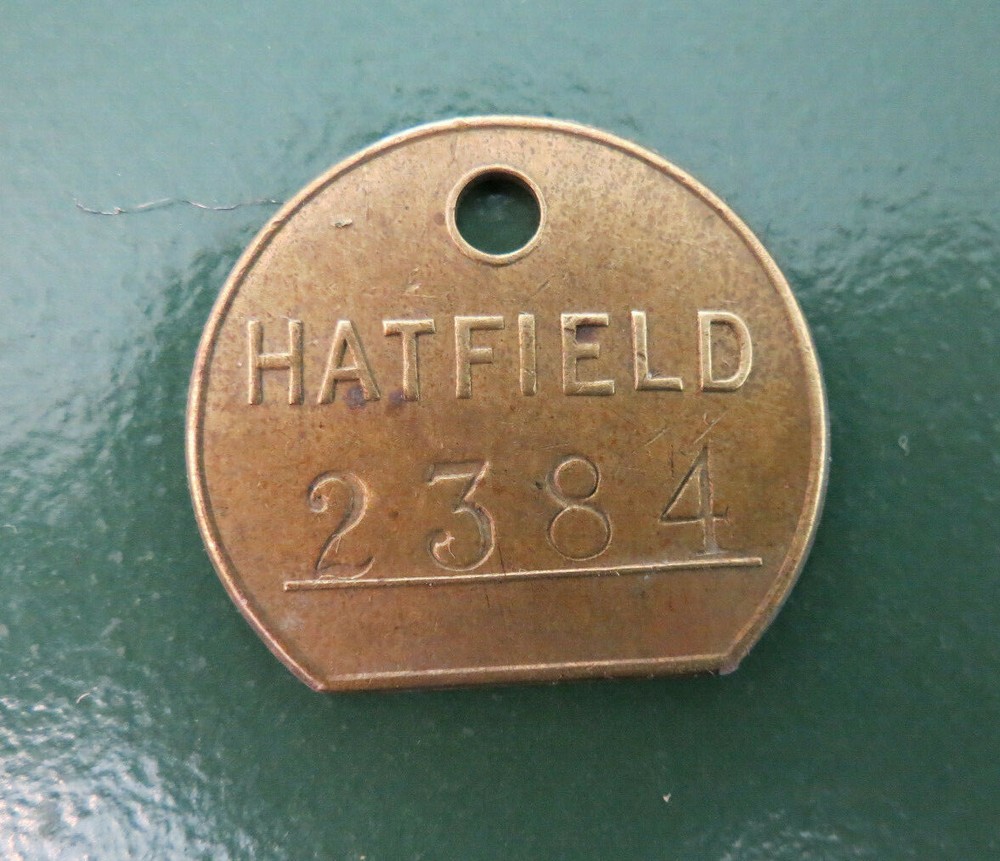 HATFIELD Colliery Pit Check Tally - marked HATFIELD 2384