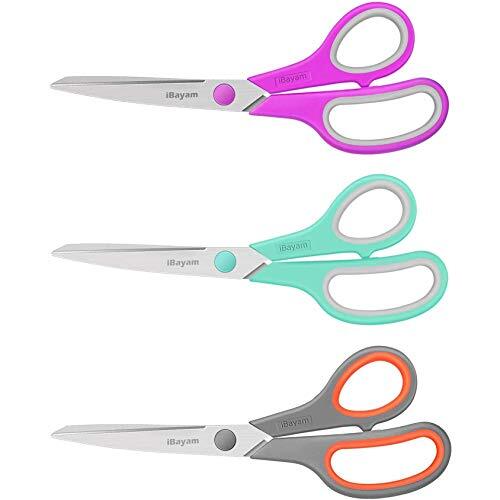 Scissors,8" Multipurpose Scissors Bulk Ultra Sharp Shears,3Pack,Mint,Grey,Purple