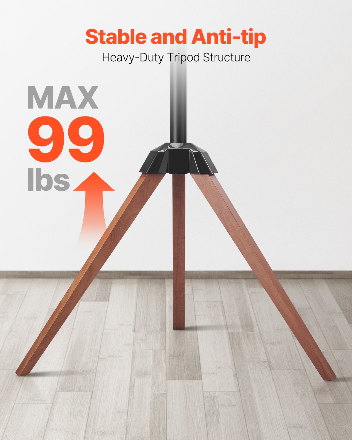 Tripod Easel TV Stand Wood Legs Holds up to 99 lbs for 40-65 Inch Screens