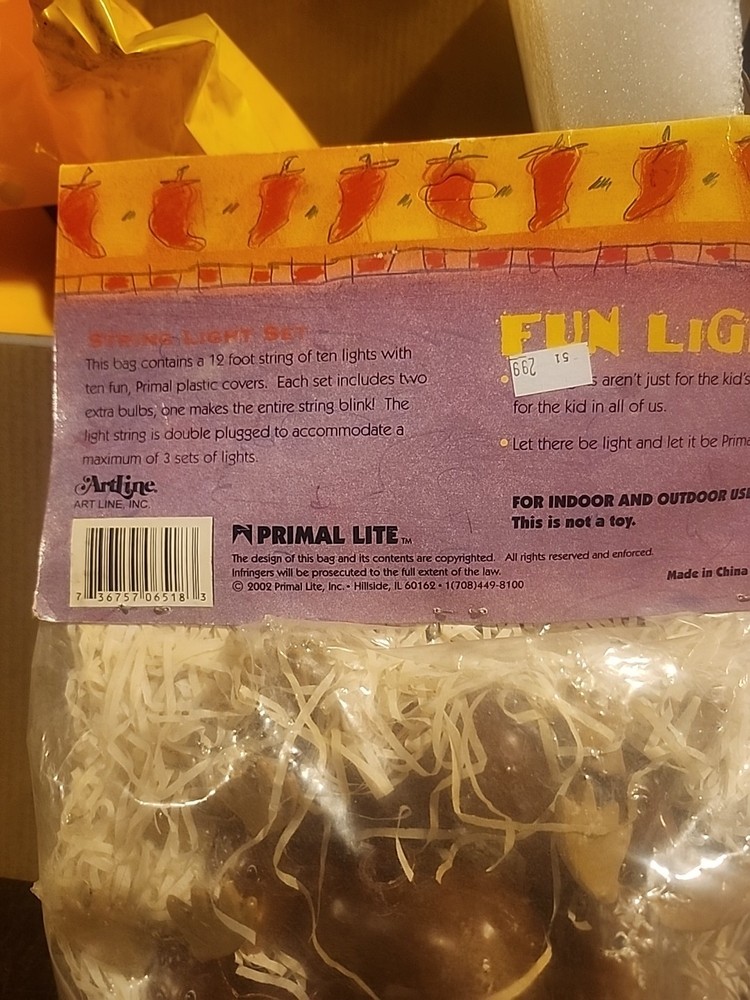 2002 Primal Lite Fun String 10 Lights Set 12 Foot String moose/deer NOS