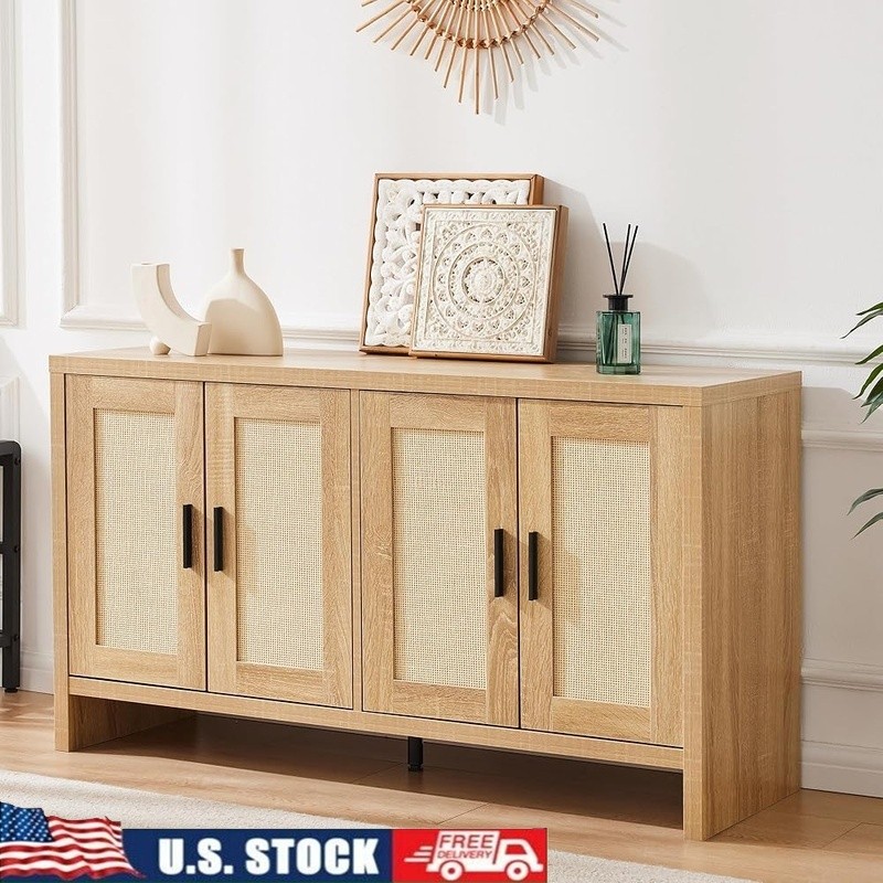 Large Kitchen Storage Cabinet Adjustable Shelves Sturdy Buffet Console Table New