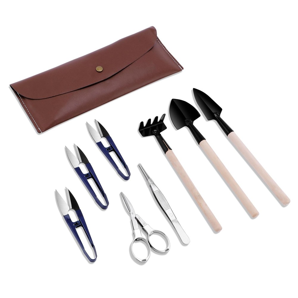 Bonsai Set 8 Pcs - Include Pruner, Fold Scissors, Mini 8 pieces, Multicolor