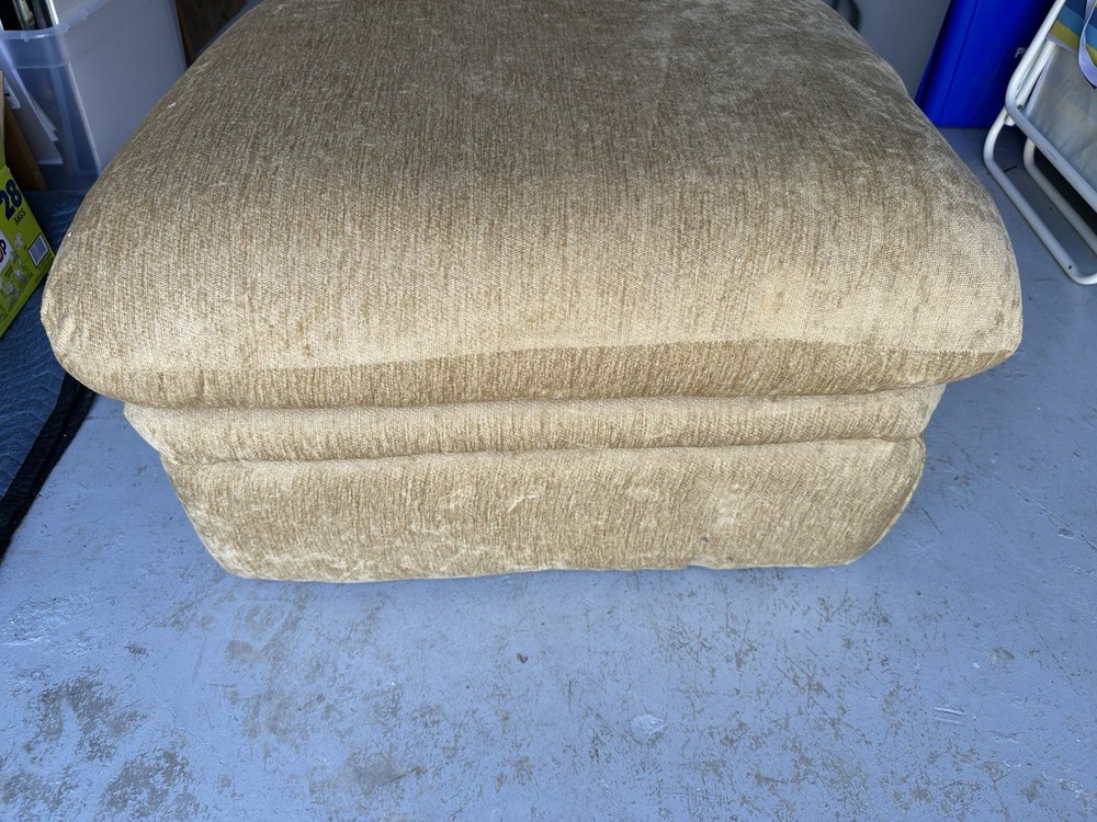Chenille Beige Ottoman Foot Rest