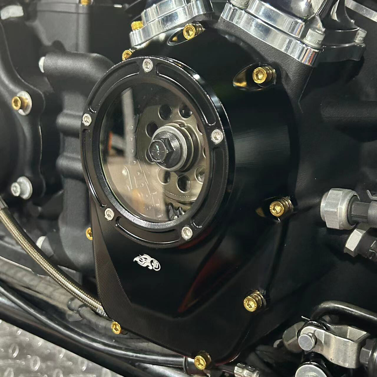 Black Camshaft Cover with Transparent Glass Fits Harley Davidson 17-23 Touring