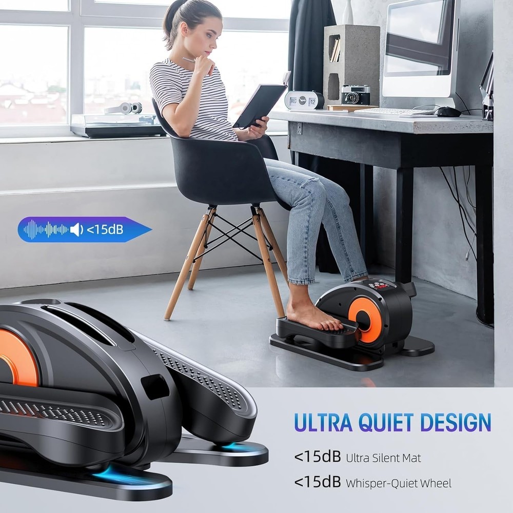 Compact Under Desk Elliptical Machine - 12-Speed Remote Control Leg Exerciser