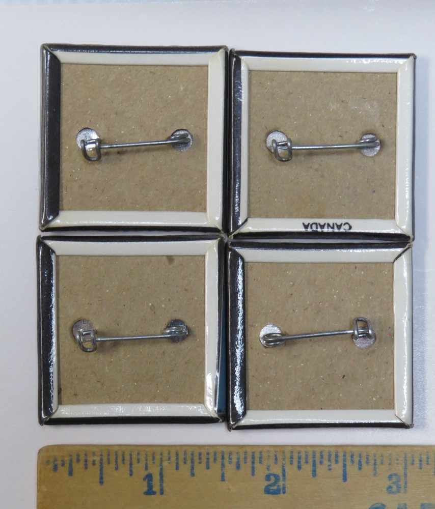 KISS VINTAGE 1980's SQUARE BUTTONS FROM CANADA - LOT OF 4 GROUP SET #3