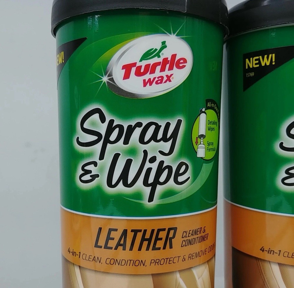 🔥(2-PACK) Turtle Wax Spray & Wipe LEATHER Clean Condition Protect & Remove Odor