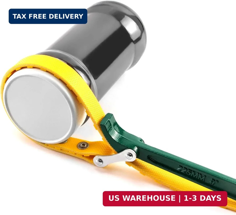 QWORK 9" Belt Strap Wrench, Multi-Purpose Adjustable Strap Oil Filter Strap Open