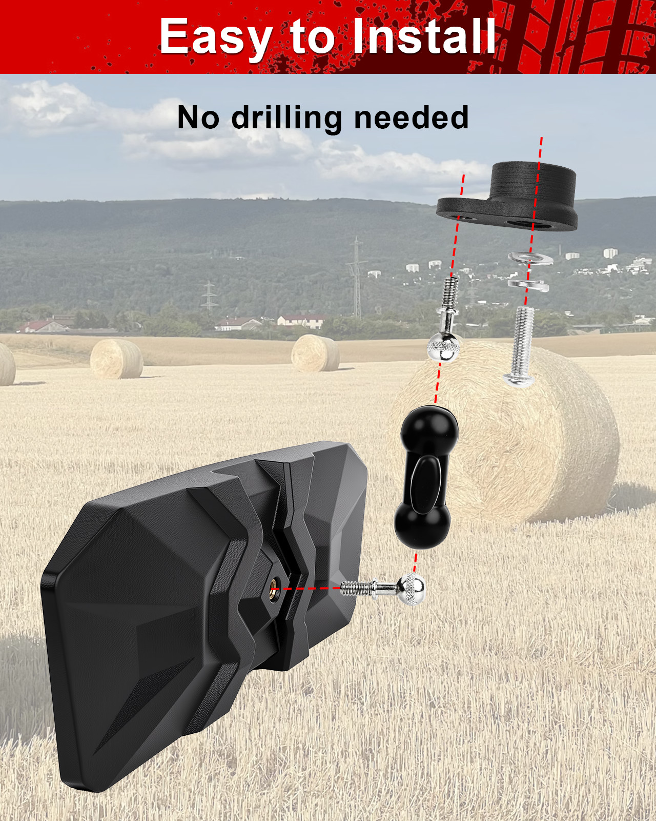 UTV Rear View Center Mirrors For CFMOTO UFORCE U10 Pro/UFORCE Pro XL 2025-2026