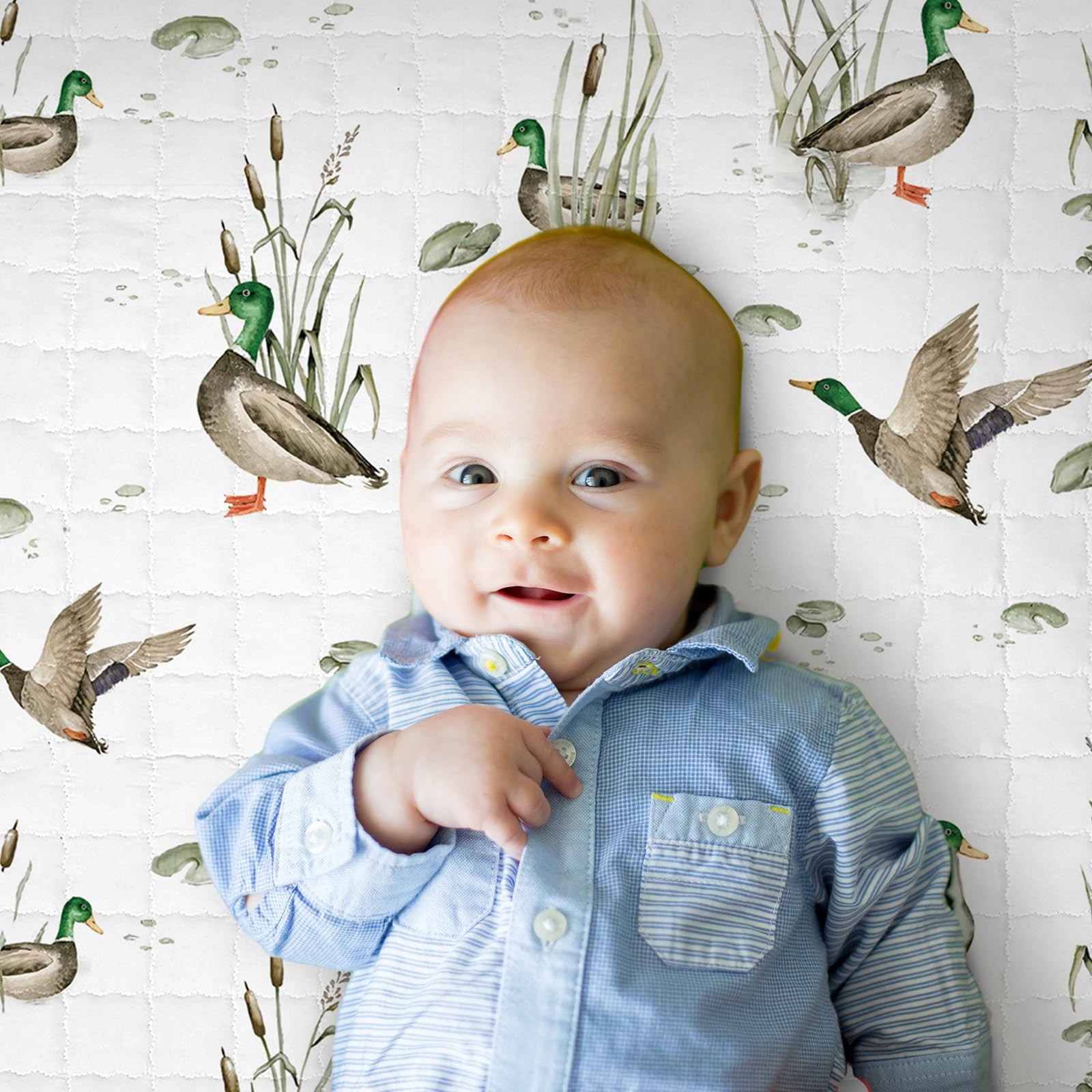 43 x 43 Inch Mallard Duck Baby Playmat Portable Crawling Washable Foldable Tu...