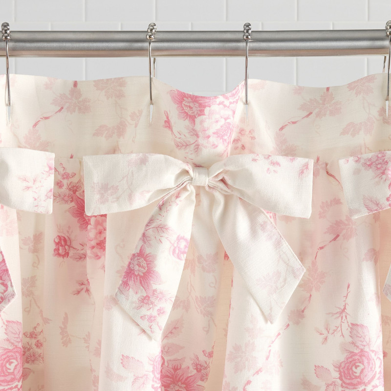 LoveShackFancy Rose Ruffle Shower Curtain Pink