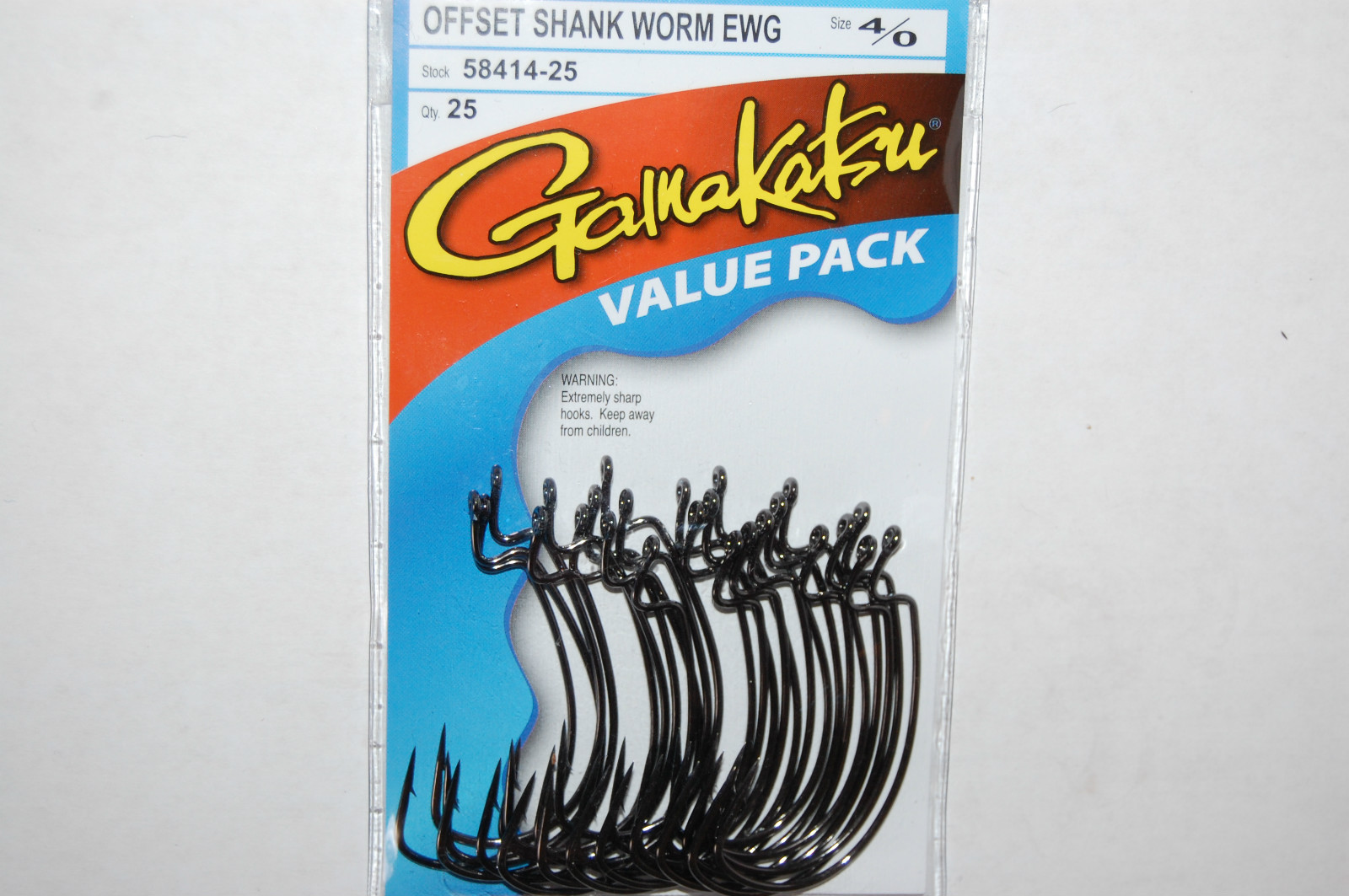 gamakatsu 4/0 offset ewg shank worm tube senko hook 25 extra wide gap 58414-25