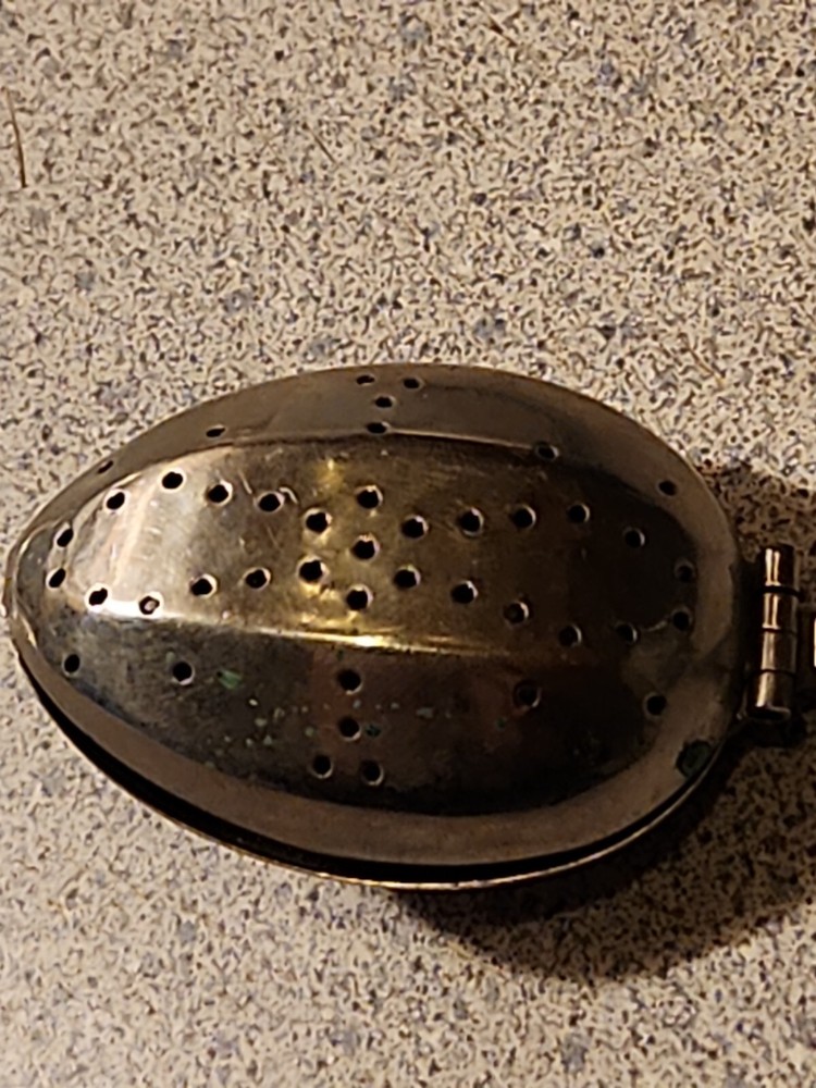 Antique Nickel Tea Strainer Spoon Infuser Marked