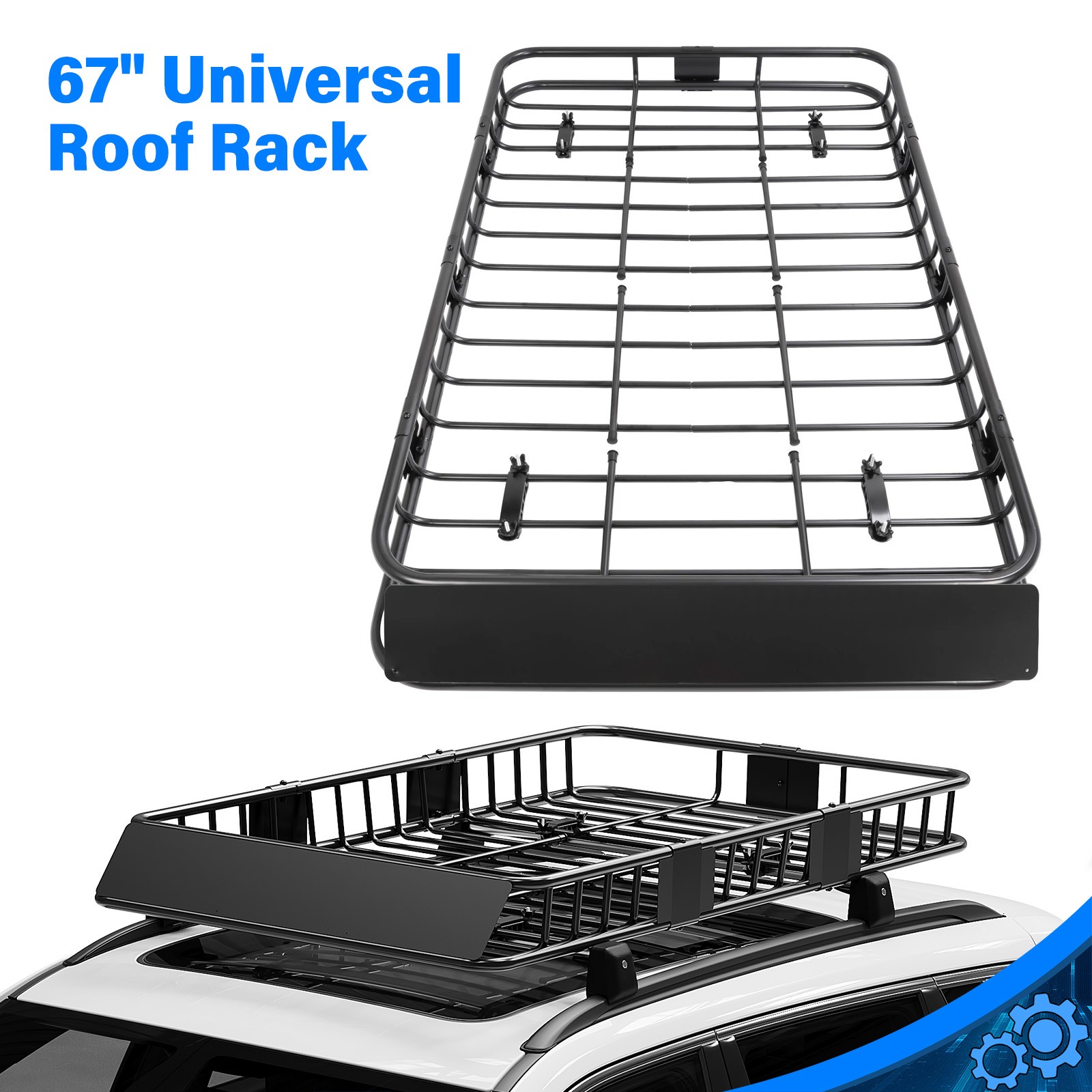 67" Roof Rack Cargo Rooftop Carrier Basket Top Luggage Holder W/Extension Travel