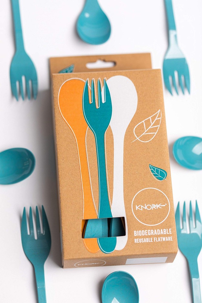 Eco Plant Based 24 Pack Reusable Flatware Set (BLUE)