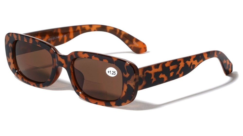 BIFOCAL Women Bold Rectangular Reading Sunglasses Animal Outdoor Reader Glasses